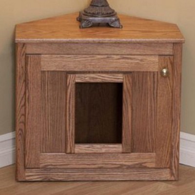 Amish Made Corner Cat Litterbox Cabinet
