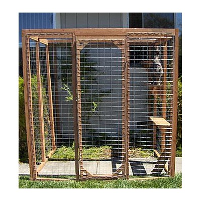 Outdoor Redwood Cat Enclosure - Standard Wire