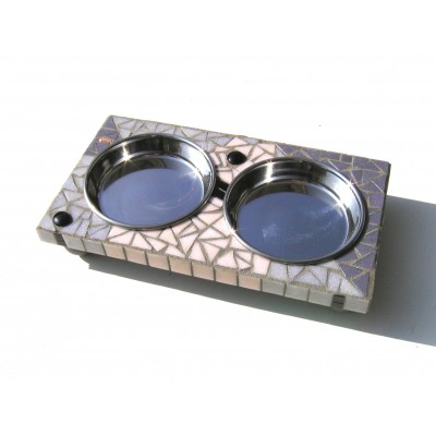 Elevated Mosaic Tile Cat Feeder