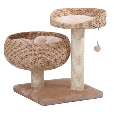 Cozy Cat Tree with Woven Baskets