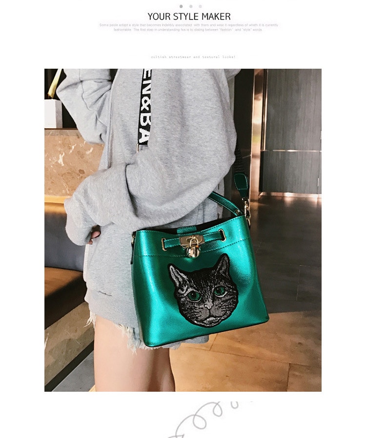 Fashion-Embroidery-Cat-Head--Square-Pack-Shoulder-Bag-Crossbody-Package-Clutch-W